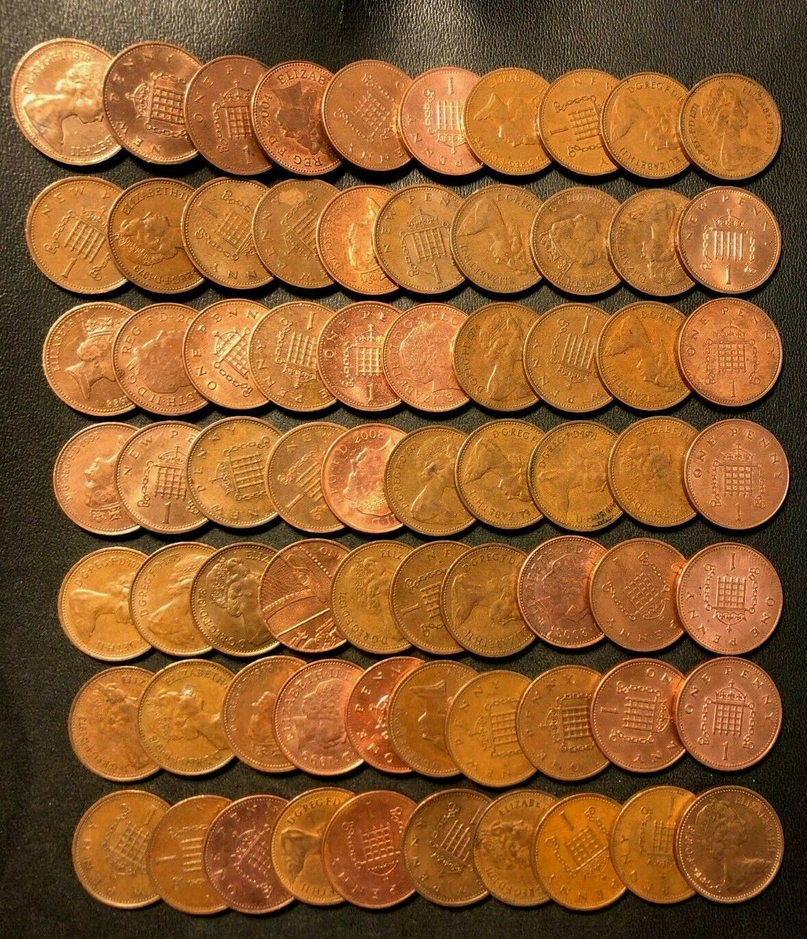 Vintage Great Britain Coin Lot - Pence - 70 Excellent Coins - Lot #a9