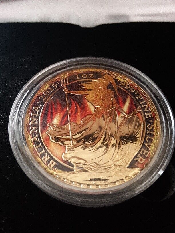 2015 The Royal Mint Gilded Burning Brittania Free Shipping!!!